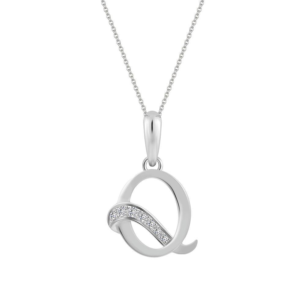 Mặt kim cương viên vàng 14K Letter Q