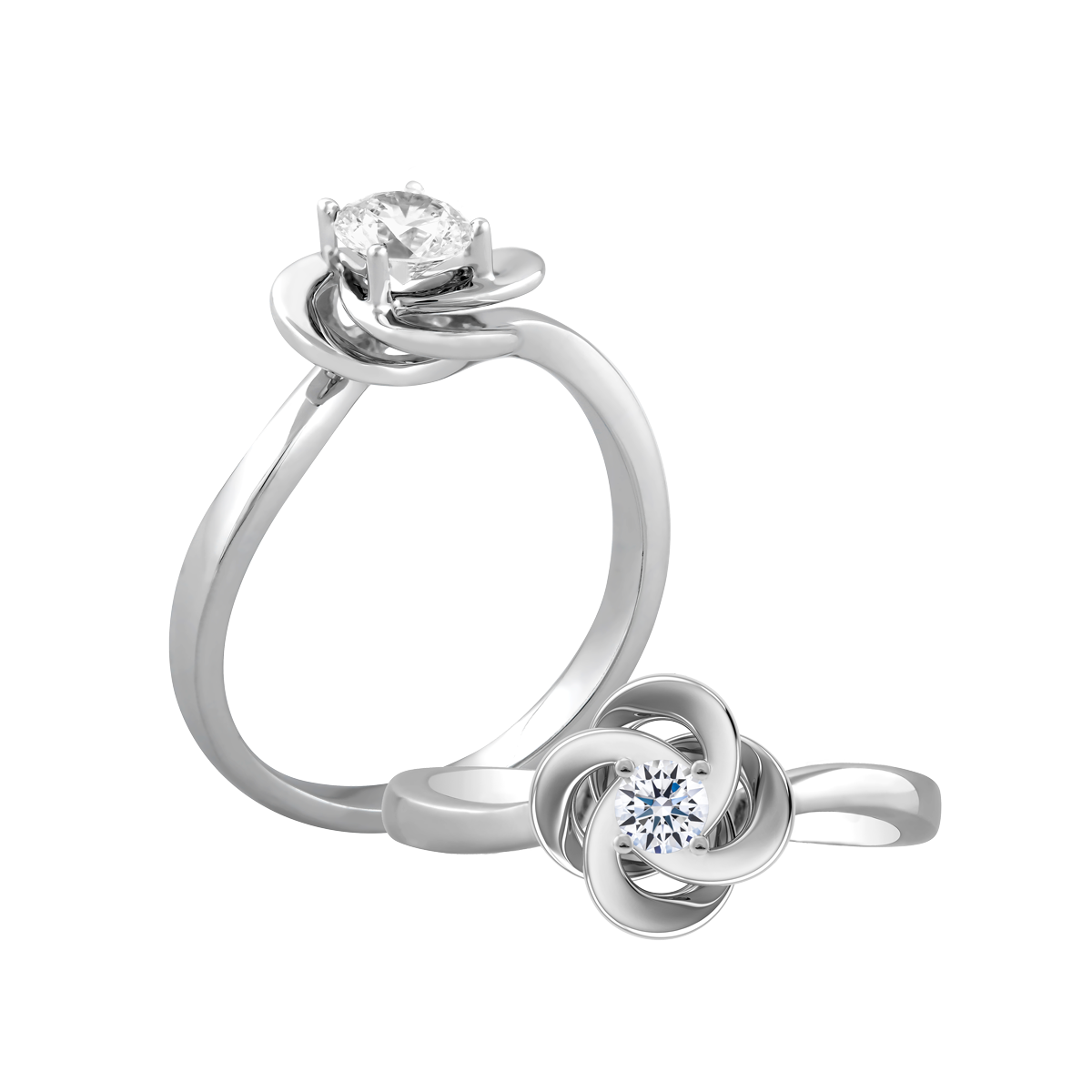 Nhẫn nữ kim cương vàng 14K Fate twine 10p