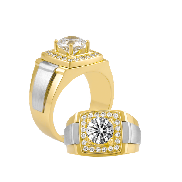 Nhẫn nam kim cương tấm vàng 14K Q7 5C YW