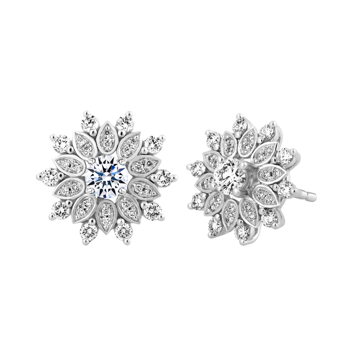 Hoa tai kim cương 8 Hearts & Arrows vàng 14K Radiance H&A 2C