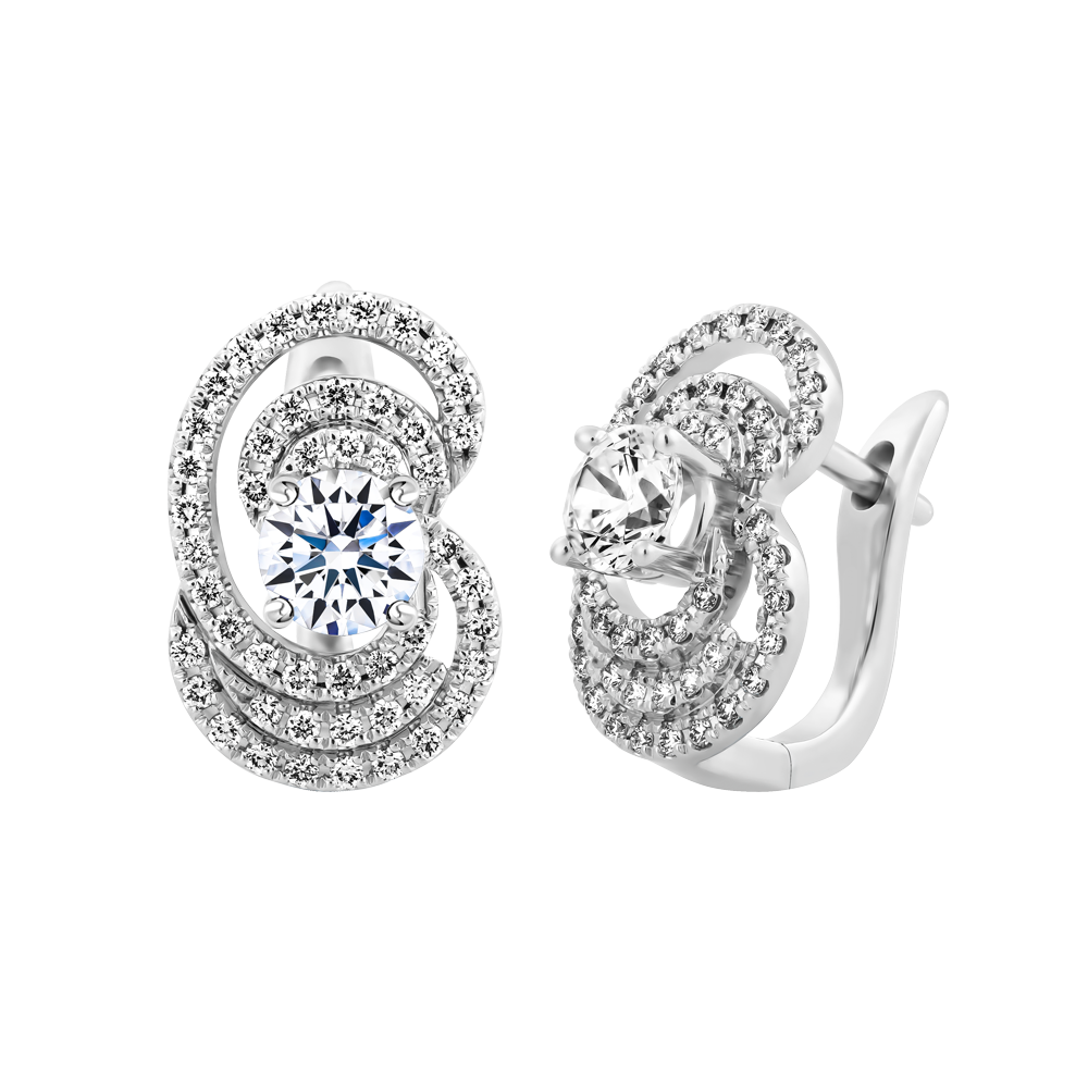 Hoa tai kim cương tấm vàng 14K Canary 3C