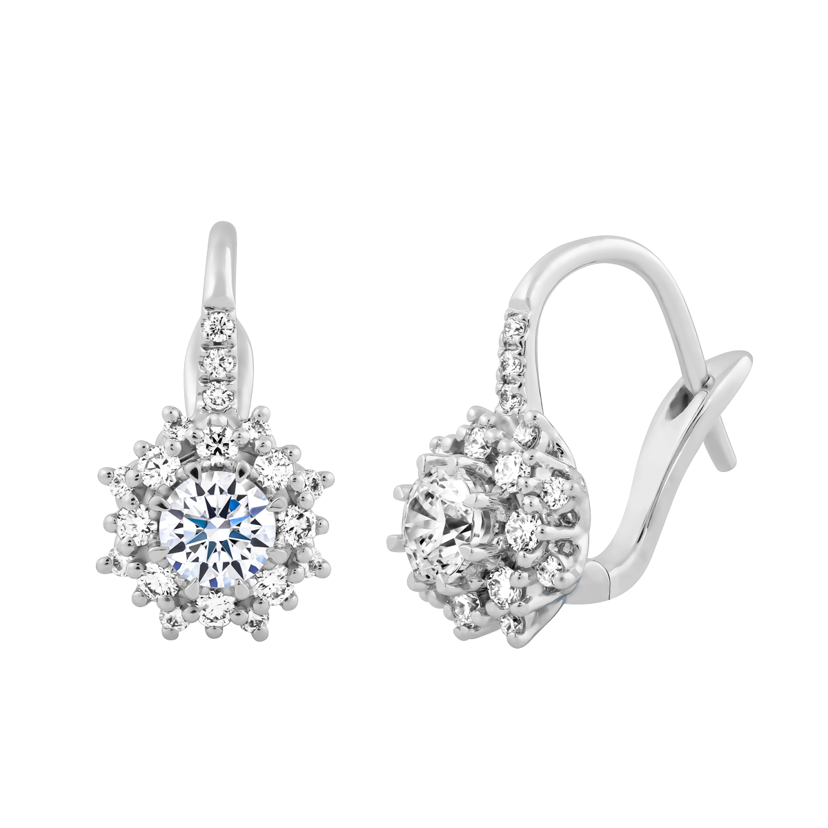 Hoa tai kim cương viên vàng 14K Camomile GIA 2C