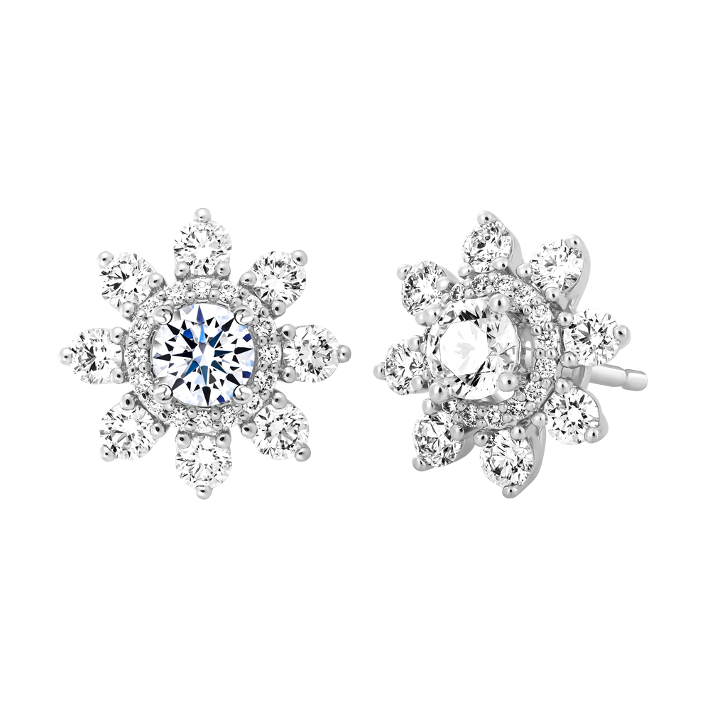 Hoa tai đính đá CZ vàng 10K Flowering 3C