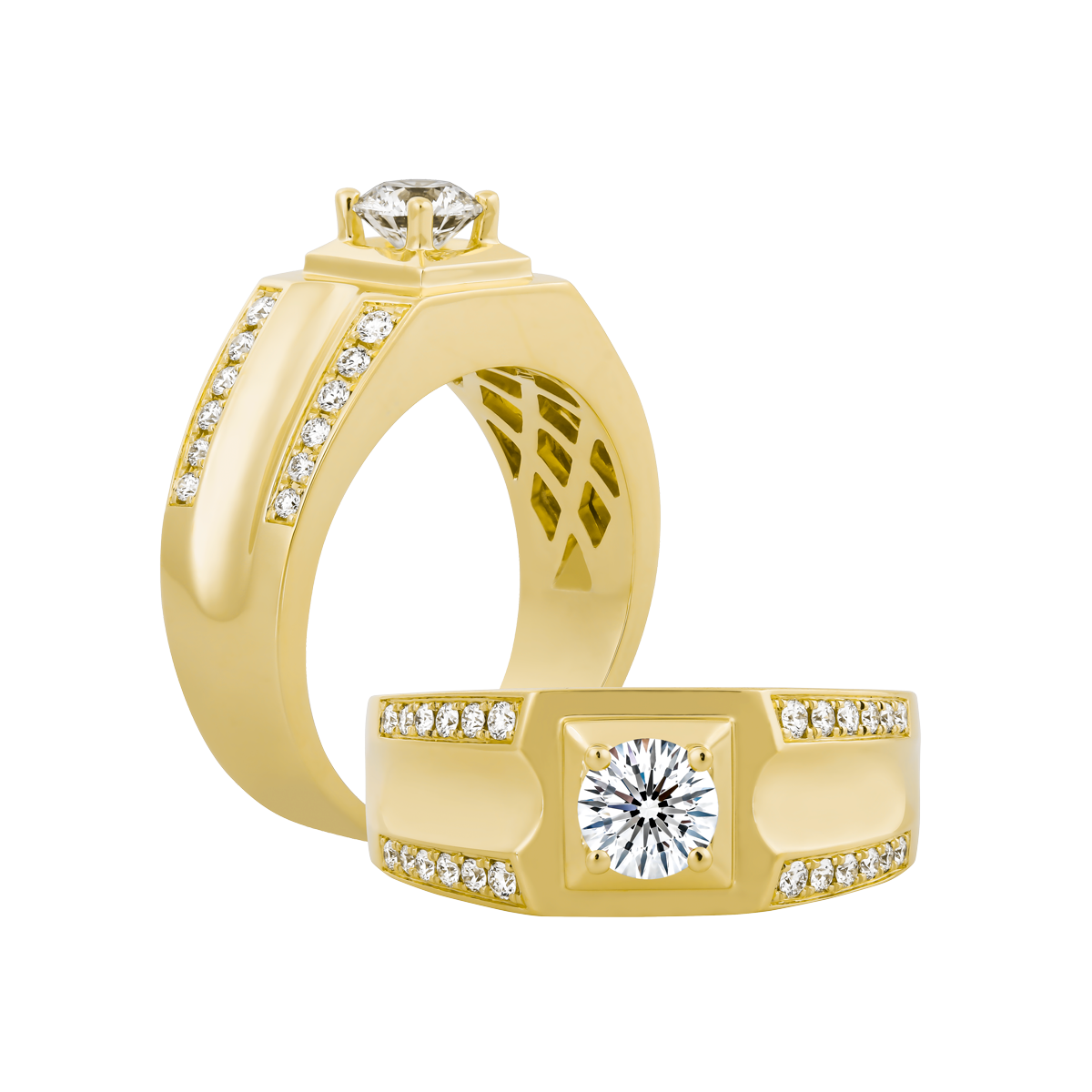 Nhẫn nam kim cương tấm vàng 14K Martines 5C Y