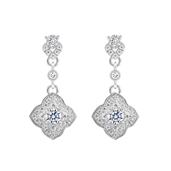 Hoa tai đính đá CZ vàng 18K Lovely Day