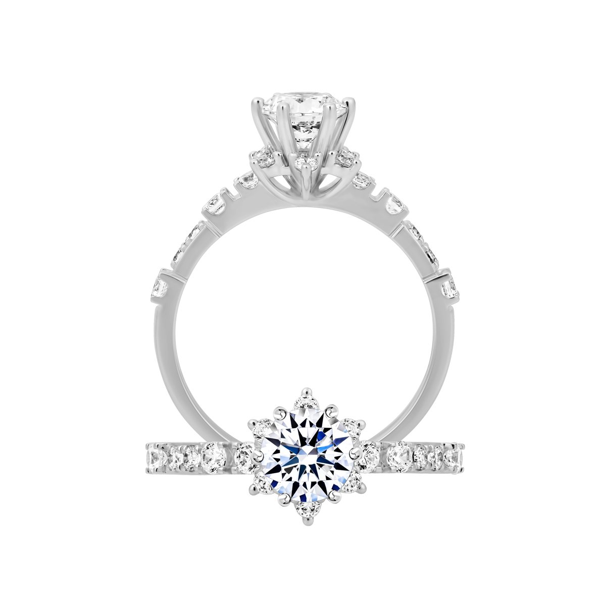 Ổ nhẫn nữ kim cương tấm vàng 14K Dignity 5C