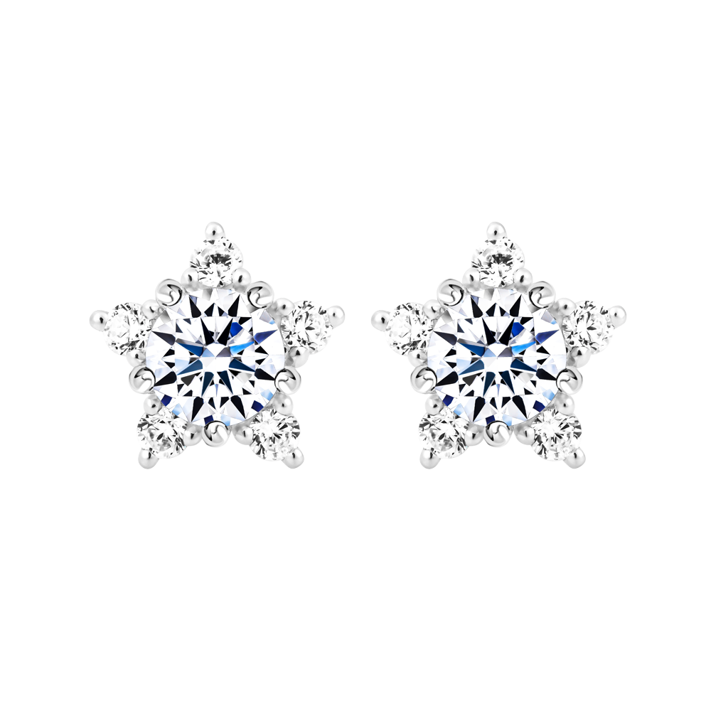 Hoa tai kim cương tấm vàng 14K Couthy 2C