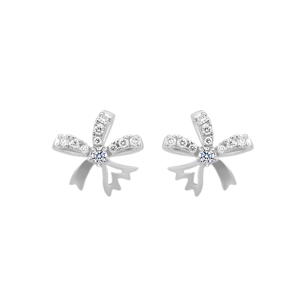 Hoa tai kim cương viên vàng 14K Commending TD