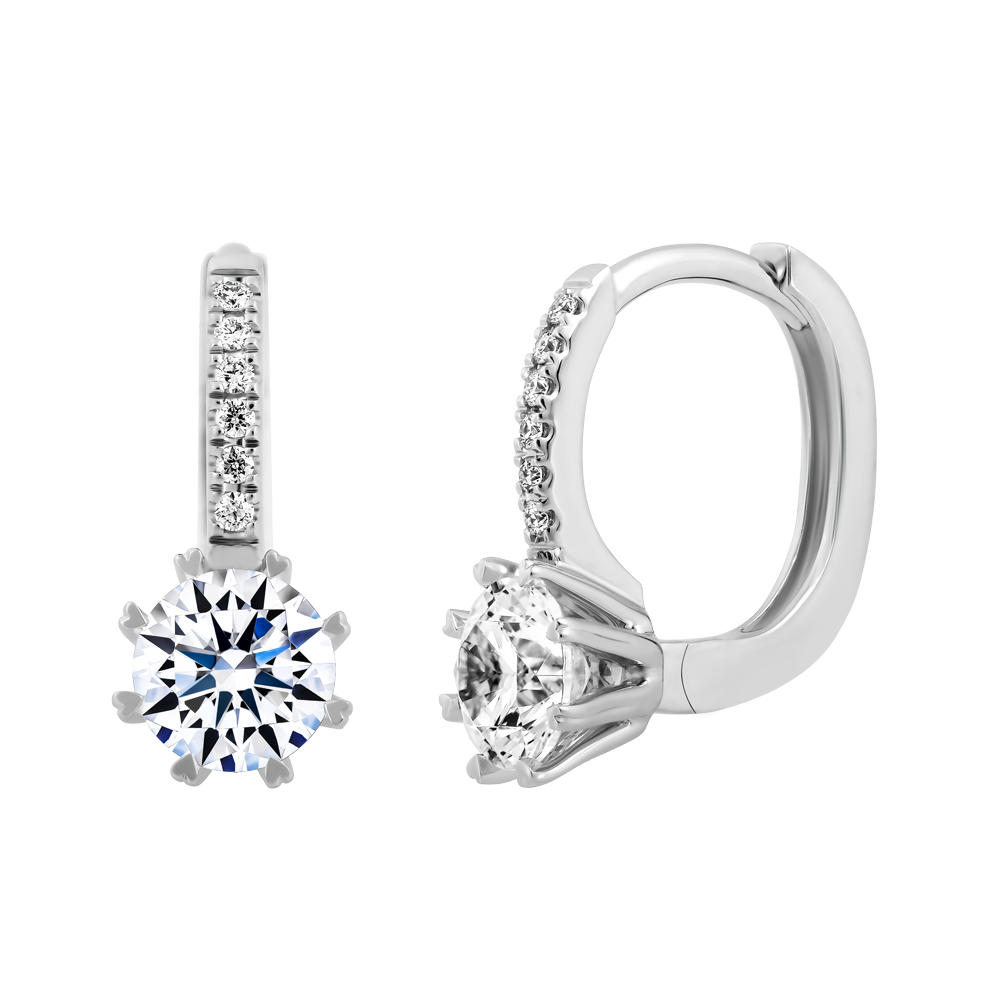 Hoa tai kim cương viên vàng 14K Carita GIA 3C