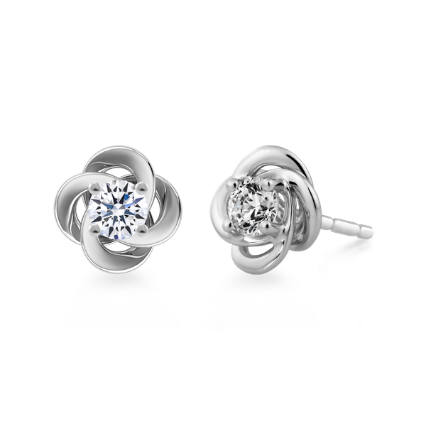 Hoa tai kim cương viên vàng 14K Fate twine GIA 2C GVER0052342M