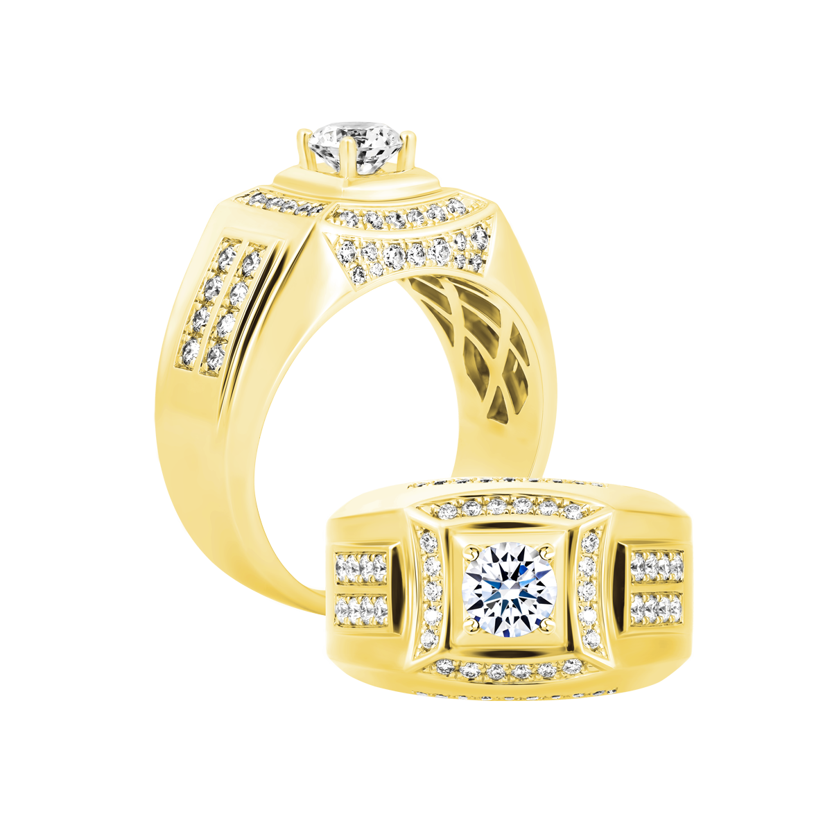 Nhẫn nam đính đá CZ vàng 14K Athletic V2 5C Y