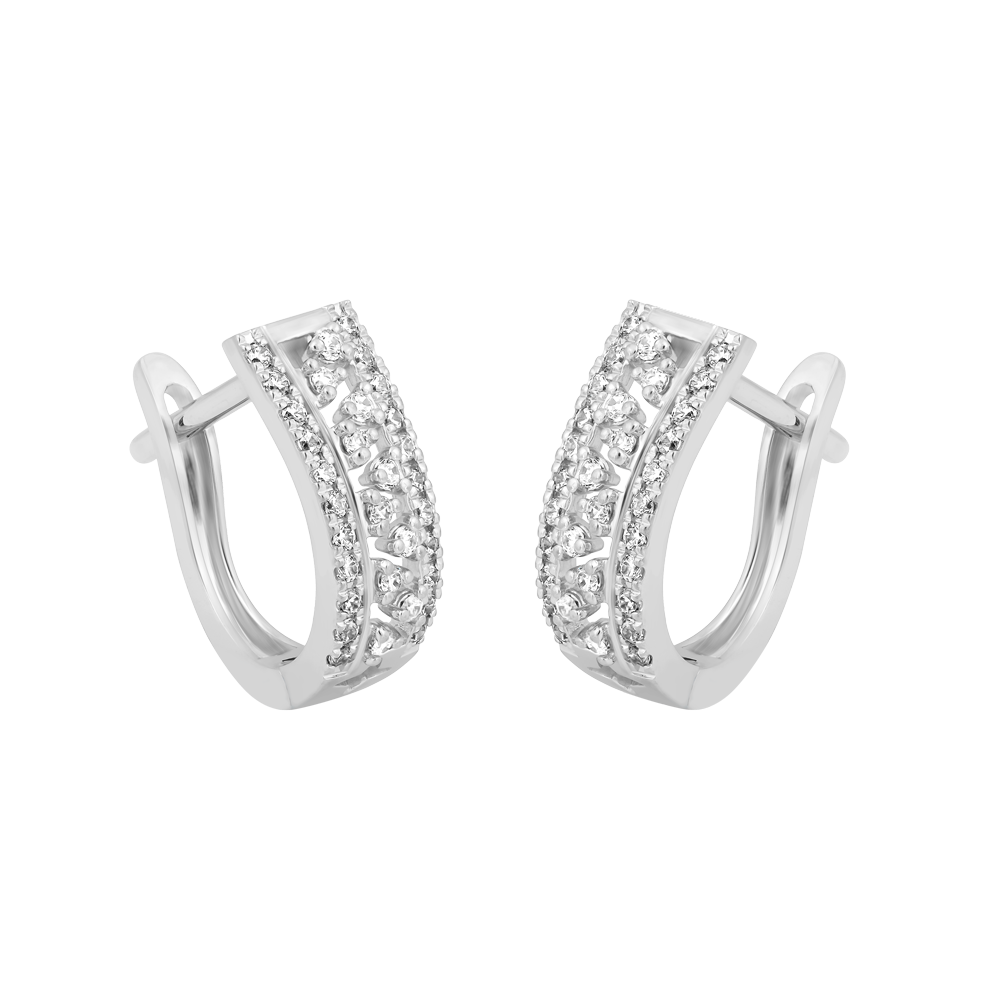 Hoa tai đính đá CZ vàng 14K Vincita