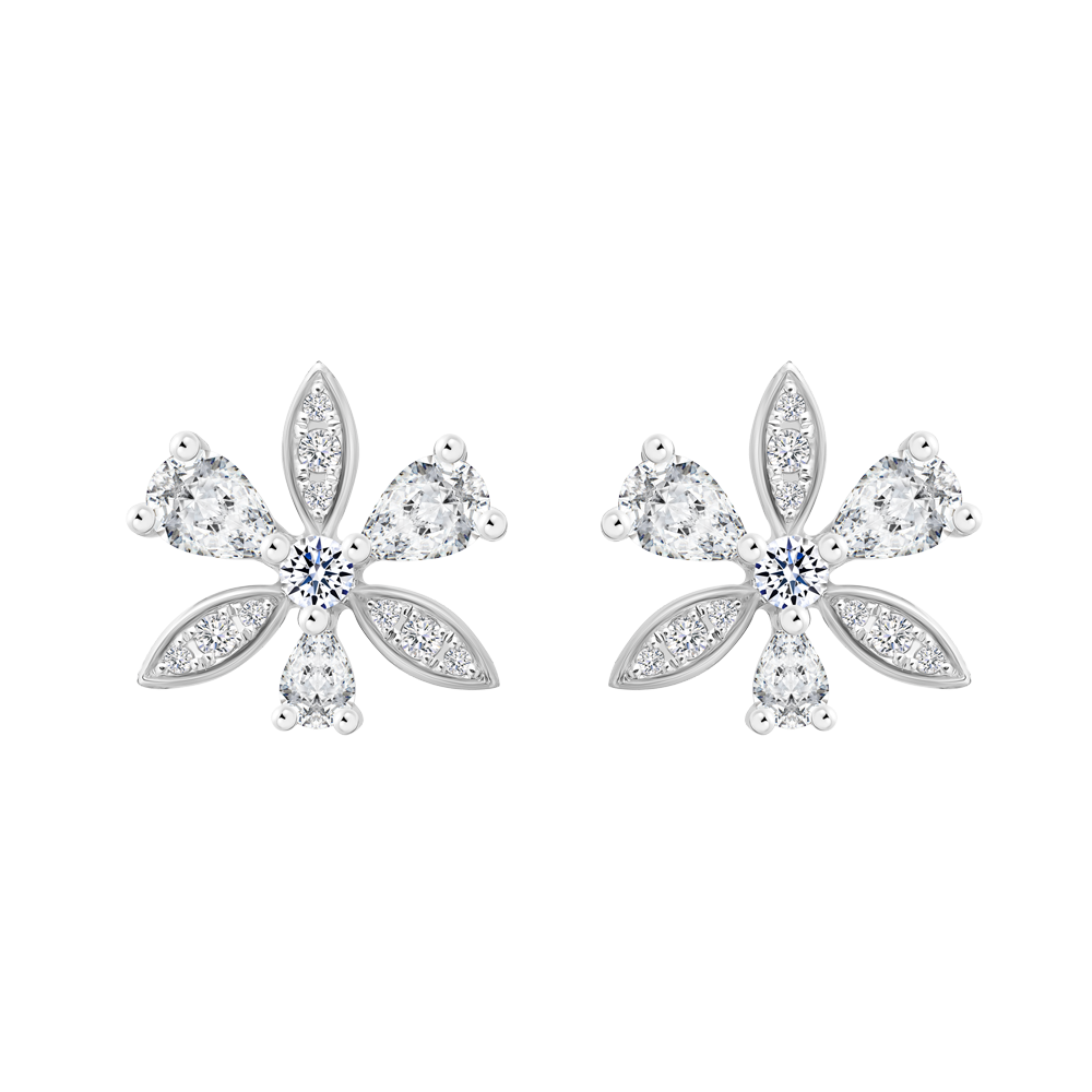 Hoa tai đính đá CZ vàng 14K Evaria