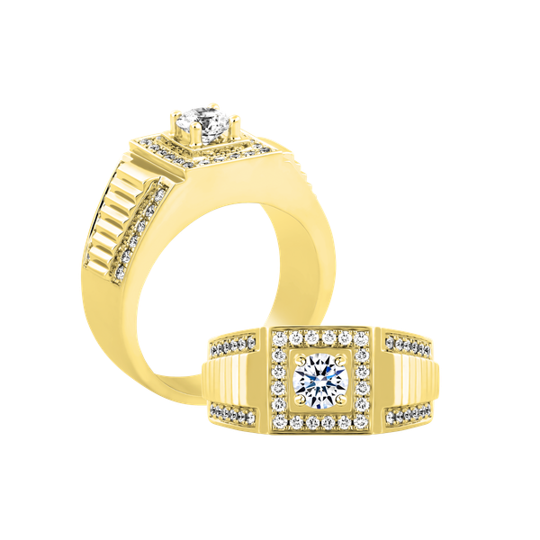 Nhẫn nam kim cương tấm vàng 14K Ralphnize 5C Y