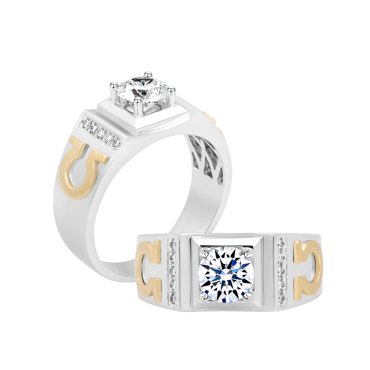 Nhẫn nam kim cương tấm vàng 14K Libra 1CT WY