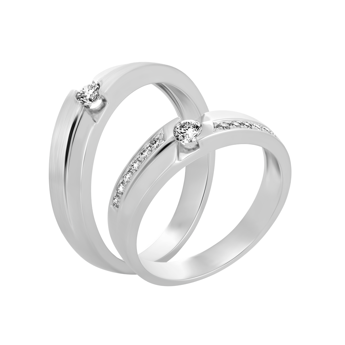 Nhẫn cưới nam kim cương vàng 14K Lovely life 10p M