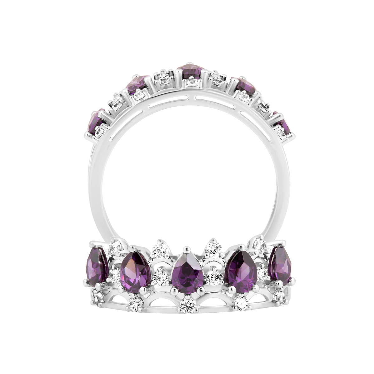 Nhẫn nữ đính đá màu Amethyst vàng 14K Encanto S.AME