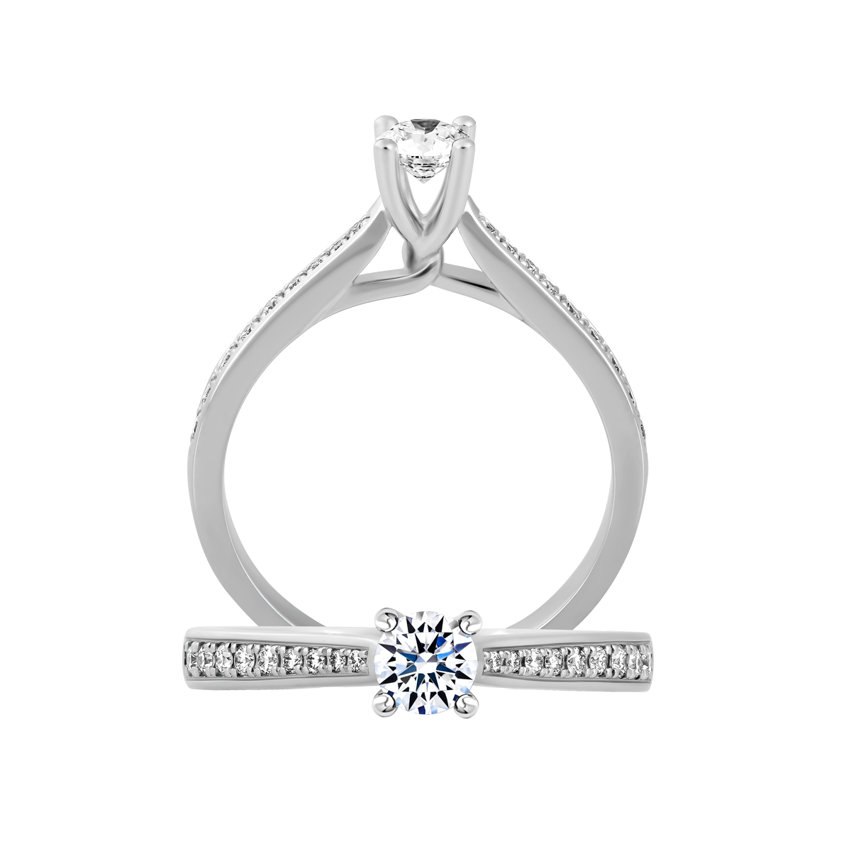 Nhẫn nữ kim cương 8 Hearts & Arrows vàng 14K Flexibility H&A 2C