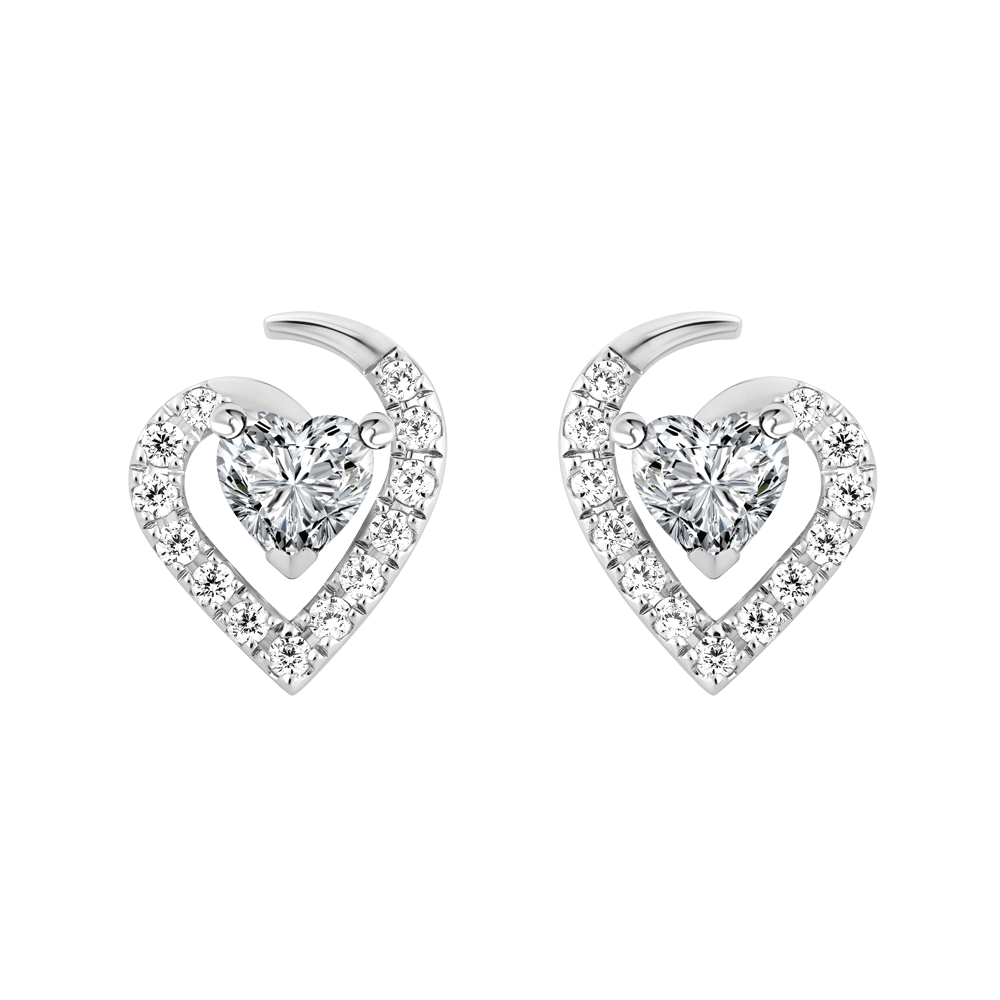 Hoa tai đính đá CZ vàng 14K Heartion HR 2C