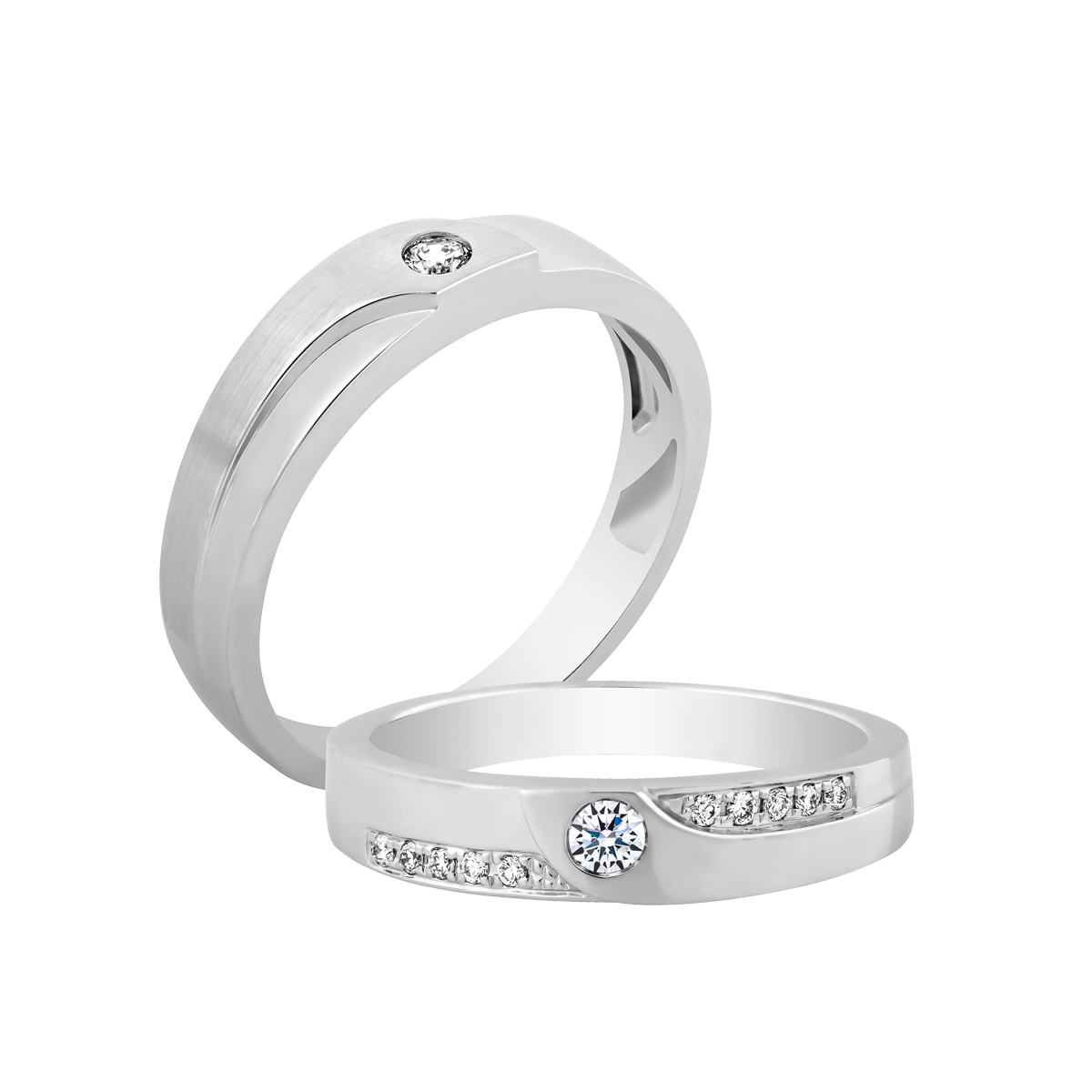 Nhẫn cưới nữ kim cương vàng 18K Yearly 5p F