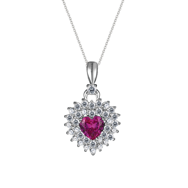 Mặt đính đá màu Ruby vàng 14K Garden love S.Rub