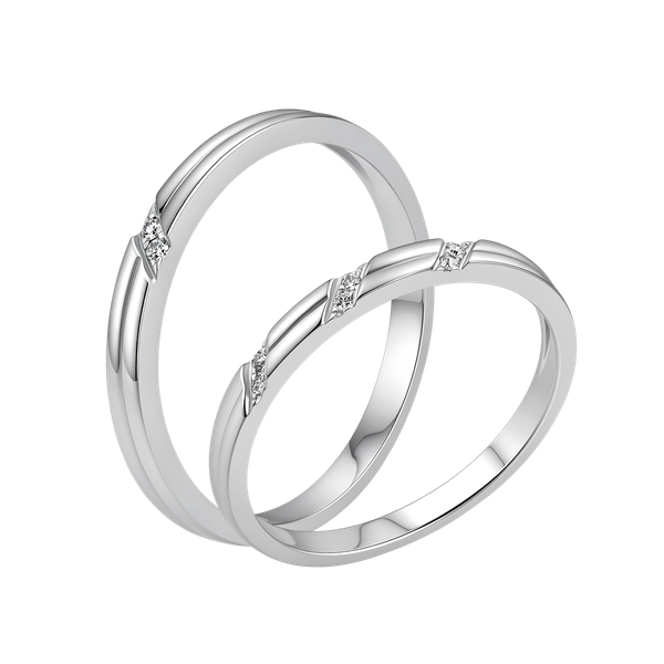 Nhẫn cưới nữ kim cương viên vàng 14K Weal F