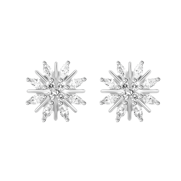 Hoa tai đính đá CZ vàng 14K Droplets