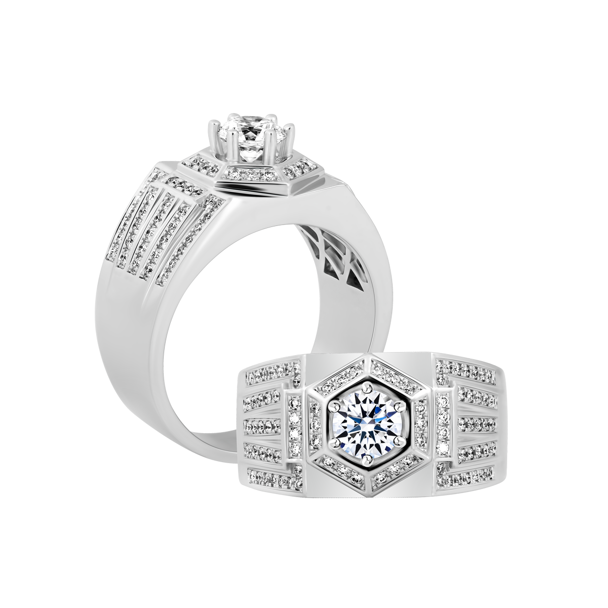 Nhẫn nam kim cương tấm vàng 14K Sturdy 5C W