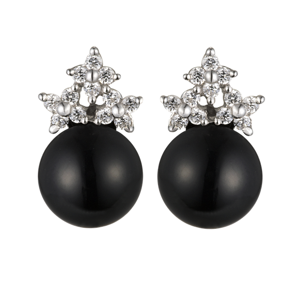 Hoa tai đính đá Onyx vàng 10K Leggenda Ony