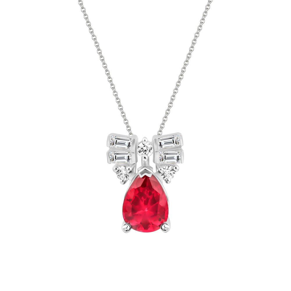 Mặt đính đá màu Ruby vàng 10K Classy S.RUB