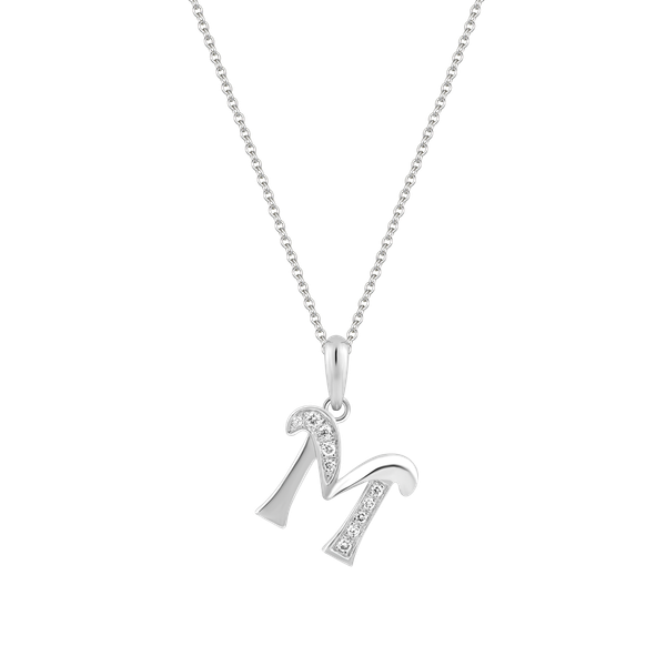 Mặt kim cương viên vàng 14K Letter M