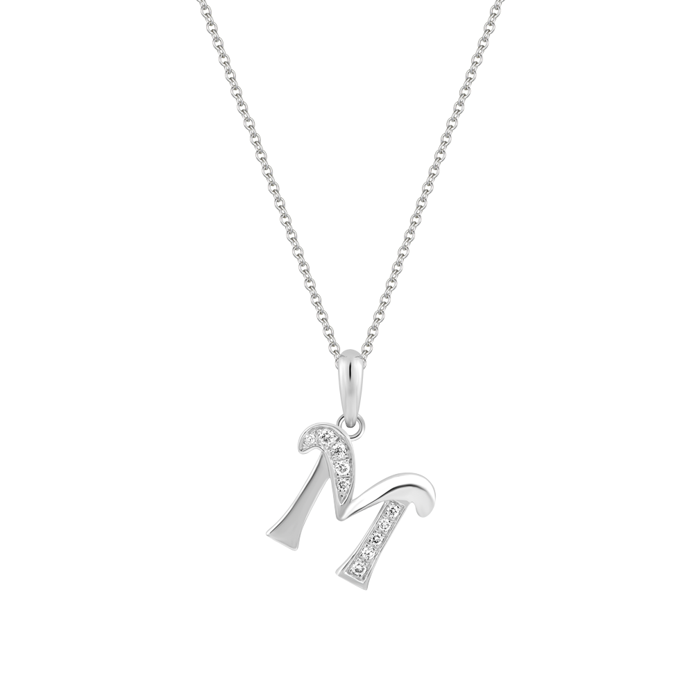 Mặt kim cương viên vàng 14K Letter M