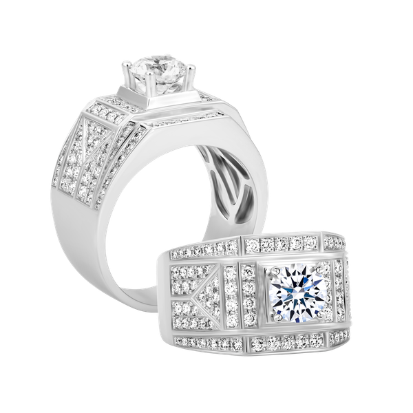 Ổ nhẫn nam kim cương tấm vàng 14K Bravery 1CT W