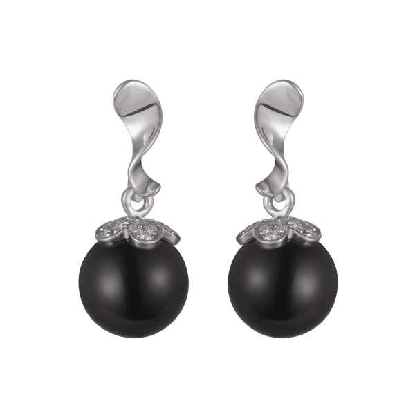 Hoa tai đính đá Onyx vàng 10K Eleganate Ony