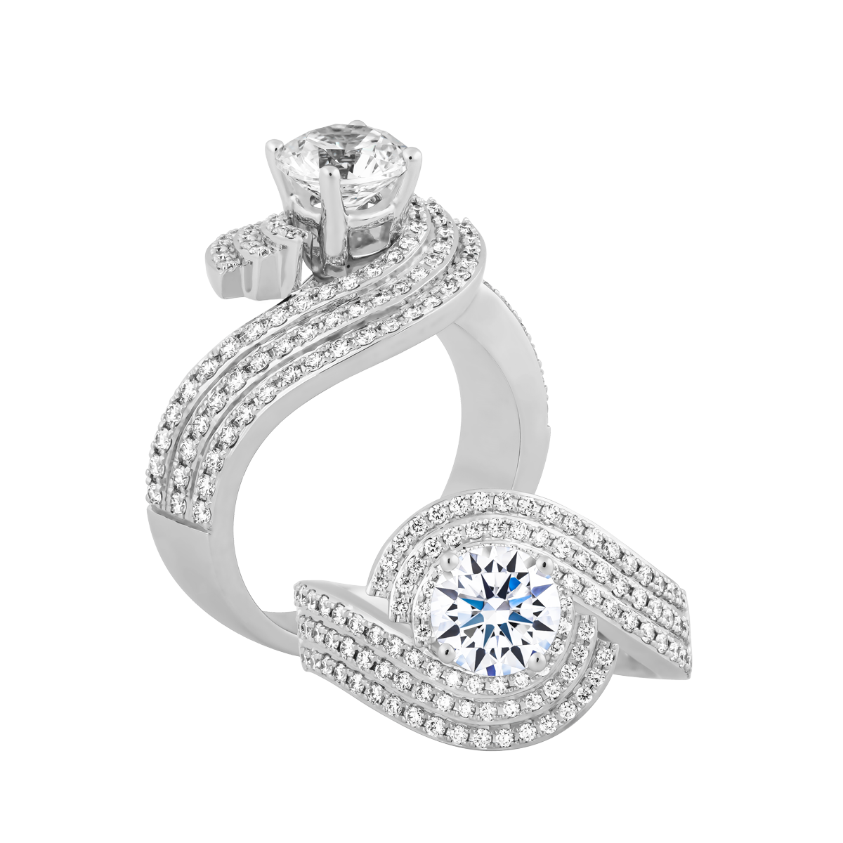 Nhẫn nữ kim cương tấm vàng 14K Zigzagging N 1.5CT