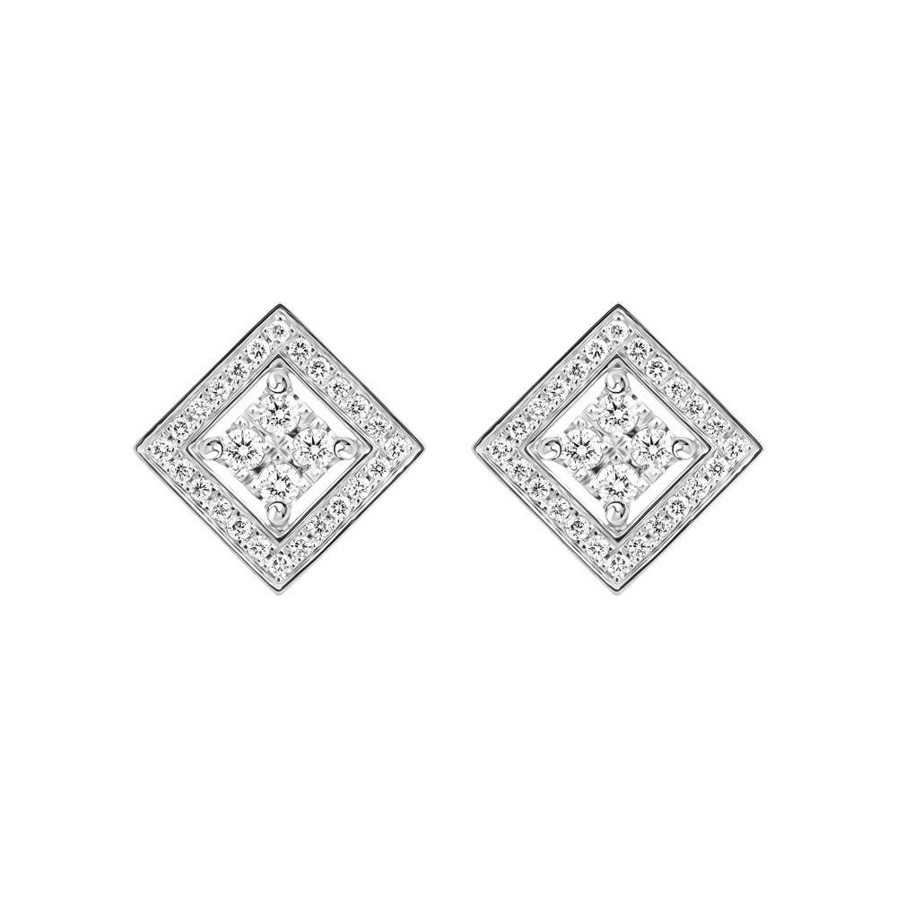 Hoa tai kim cương viên vàng 14K Queeny S