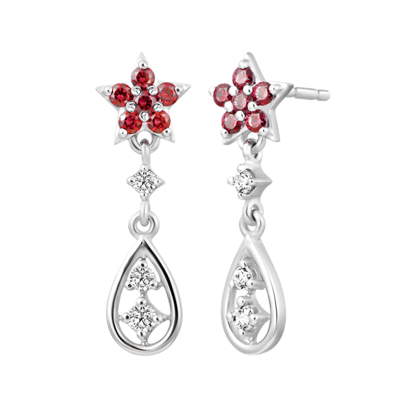 Hoa tai đính đá CZ vàng 14K Sheeny RED