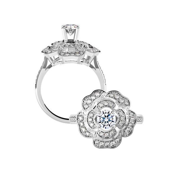 Nhẫn nữ kim cương tấm vàng 14K Rosing 5C