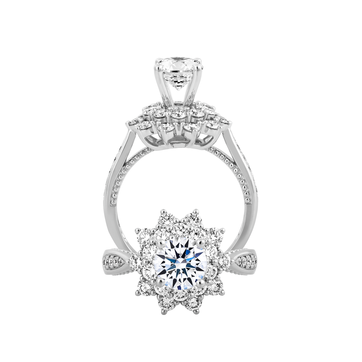 Ổ nhẫn nữ kim cương tấm vàng 14K Micah 1CT