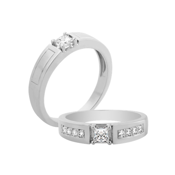 Nhẫn cưới nam kim cương viên vàng 14K Carolina PR1C M