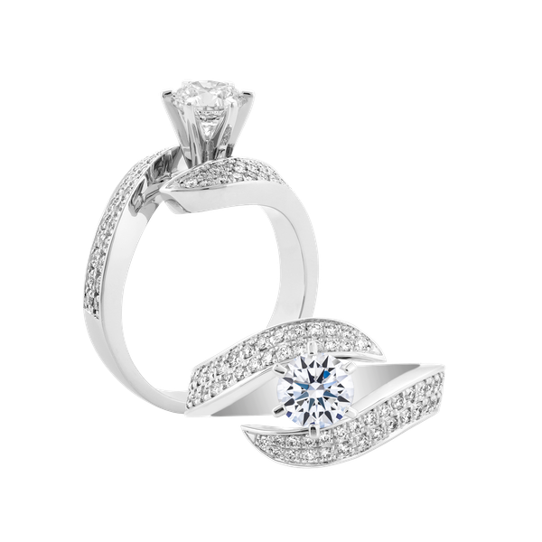 Ổ nhẫn nữ kim cương tấm vàng 14K Aumento N2 1CT