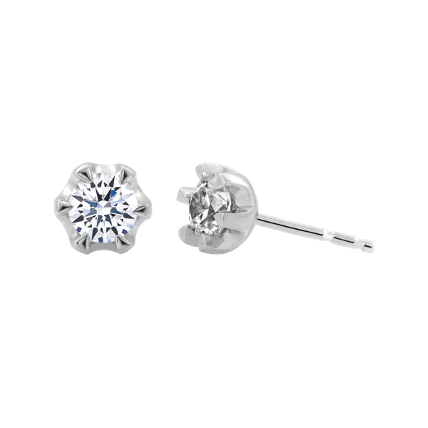 Hoa tai đính đá CZ vàng 14K Love flower 2C
