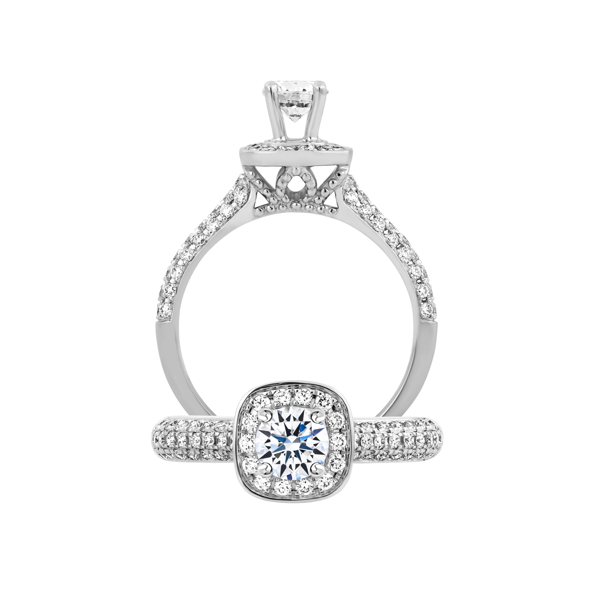Ổ nhẫn nữ kim cương tấm vàng 14K Clarinda 3C