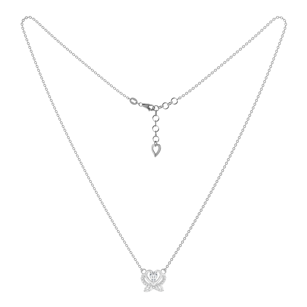 Dây liền mặt đính đá CZ vàng 14K Lighting heart