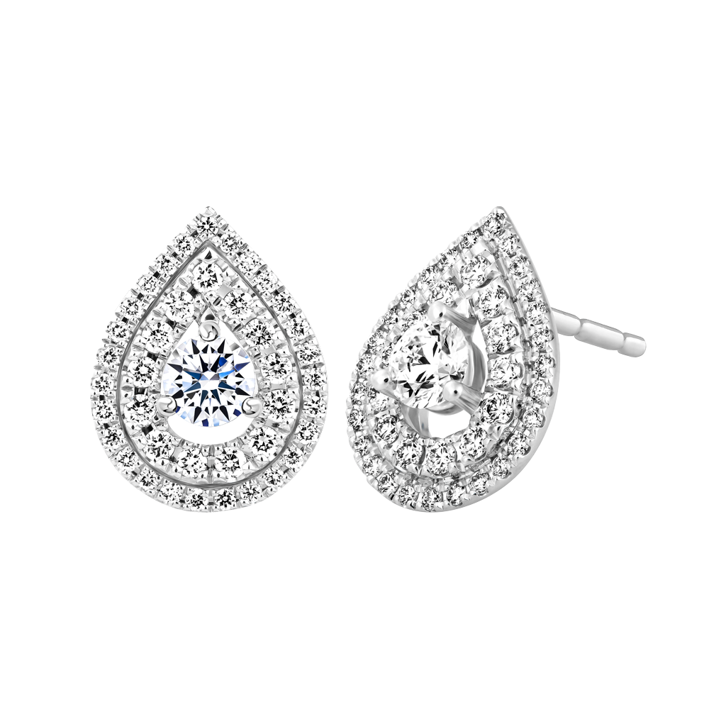 Hoa tai kim cương 8 Hearts & Arrows vàng 14K Shakina H&A 2C