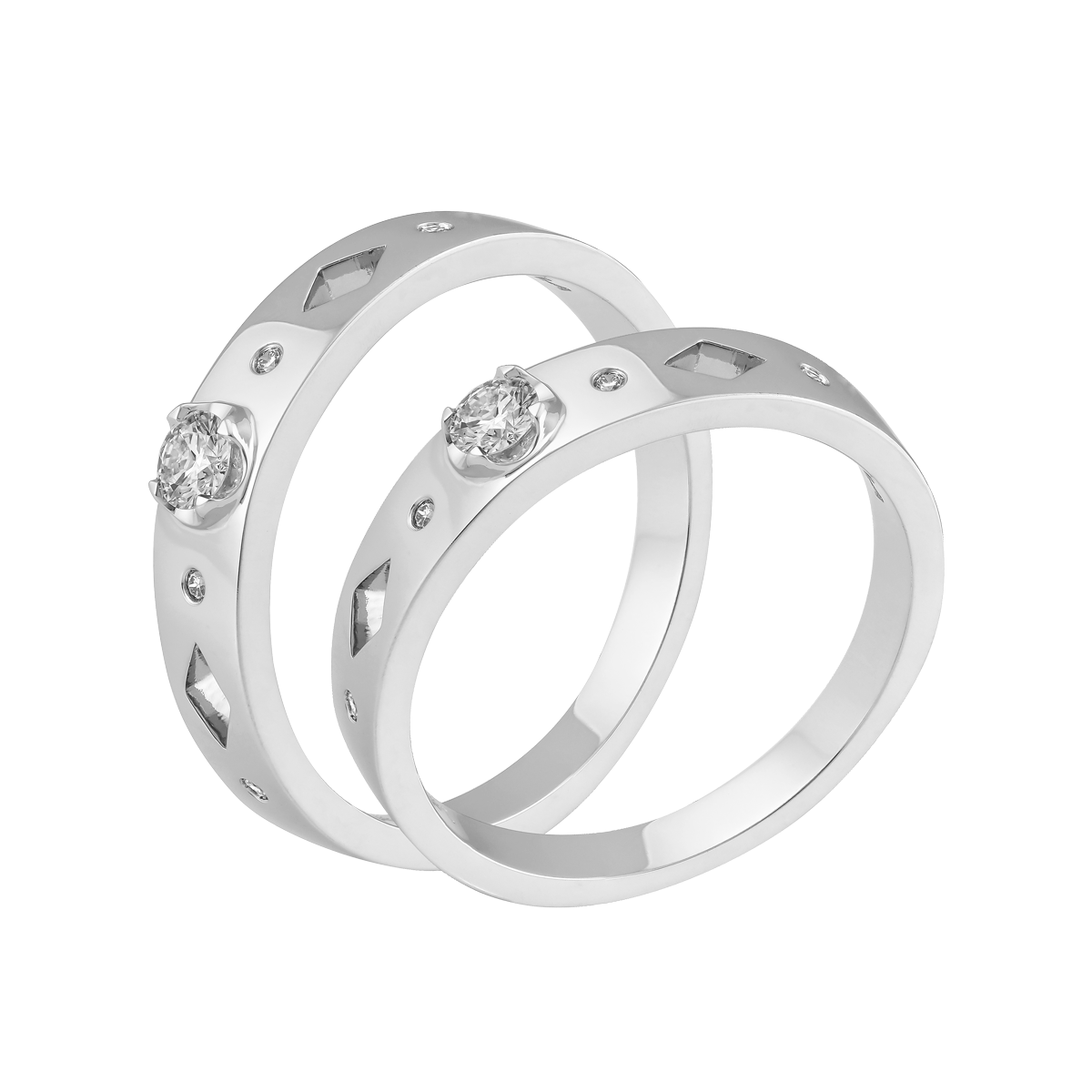 Nhẫn cưới nữ kim cương vàng 14K Volody 10p F