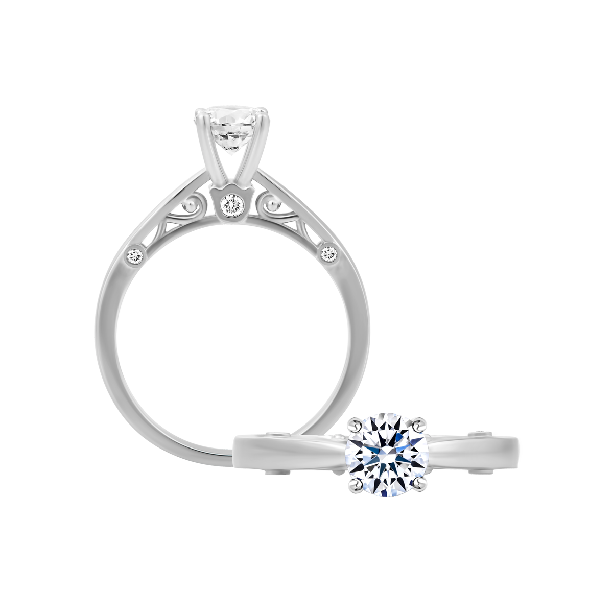 Ổ nhẫn nữ kim cương tấm vàng 14K Exalted 5C