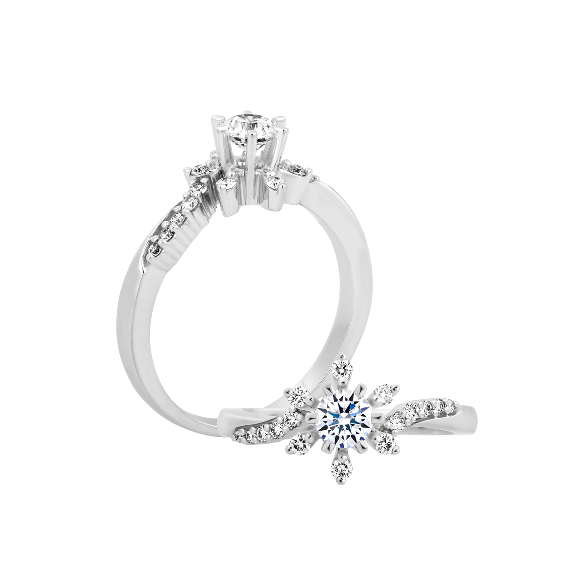 Nhẫn nữ kim cương 8 Hearts & Arrows vàng 14K Elites N H&A 2C