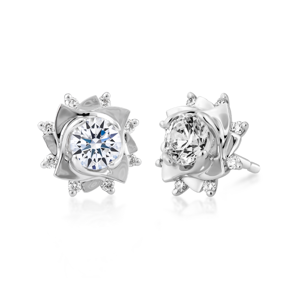 Hoa tai kim cương 8 Hearts & Arrows vàng 14K Jasmine S H&A 2C GVER0100542