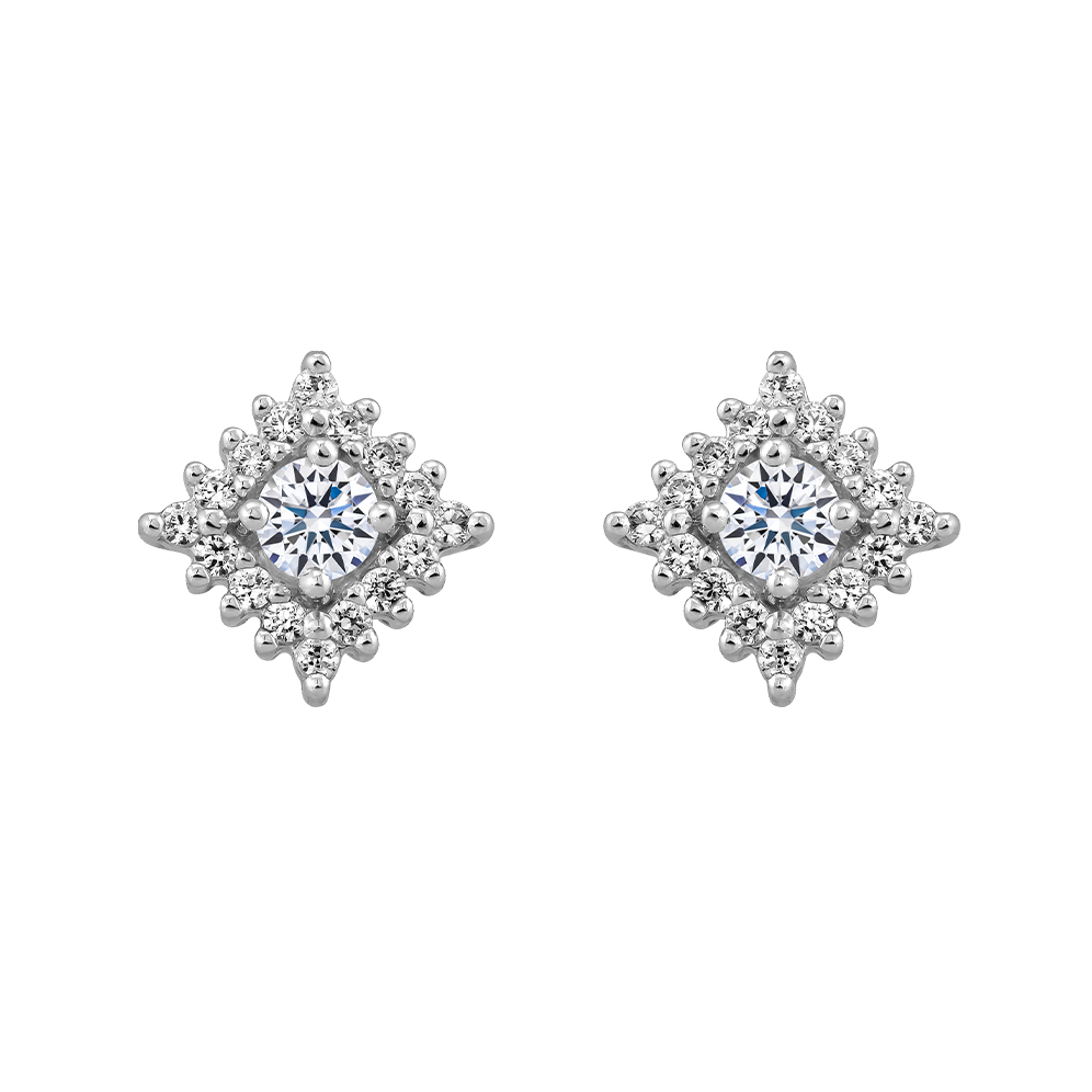 Hoa tai đính đá CZ vàng 14K Universe S 3C